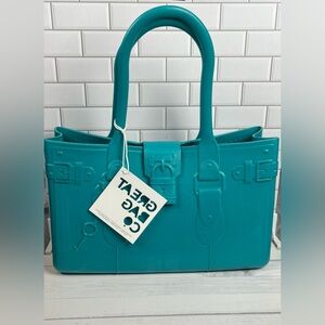 GREAT BAG CO Teal Rubber Purse Tote Shoulder Handbag A Robert Verdi Project